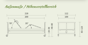 Burmeier Pflegebett DALI 100 Holzfederleisten, Handschalter kabelgebunden